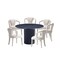 Manhattan Comfort 7-Piece Hathaway 59.05 Round Dining Set in Black with 6 Flor Dining Chairs in Ivory 6-DT05DC088AR-BKIV - alternate 7